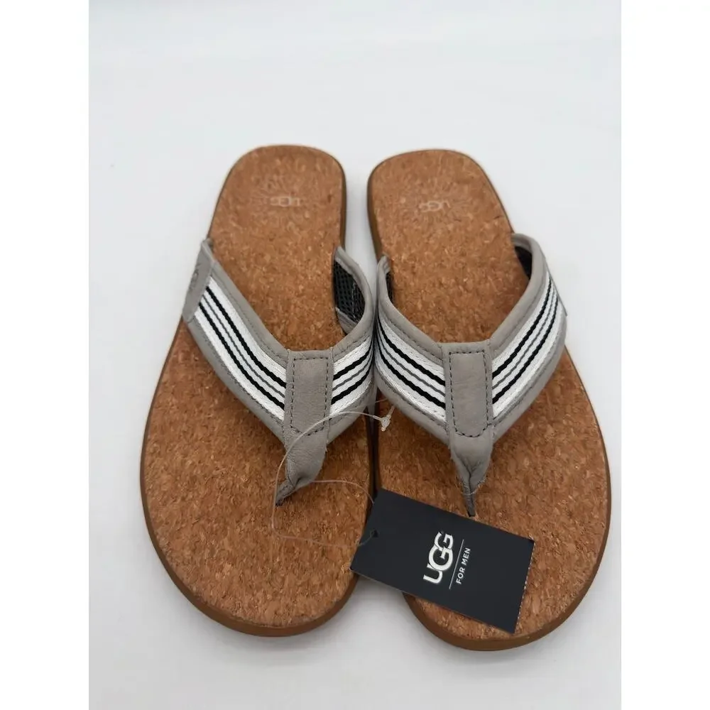 Ugg Men's Summer Beach Seaside Gray Cork Slides Comfort Casual NWB 10